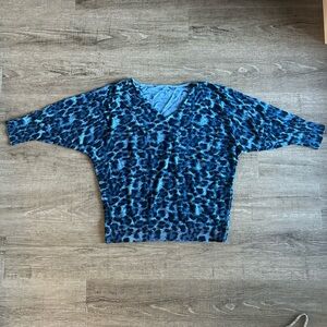 Leopard Print Knit Top, blue animal print